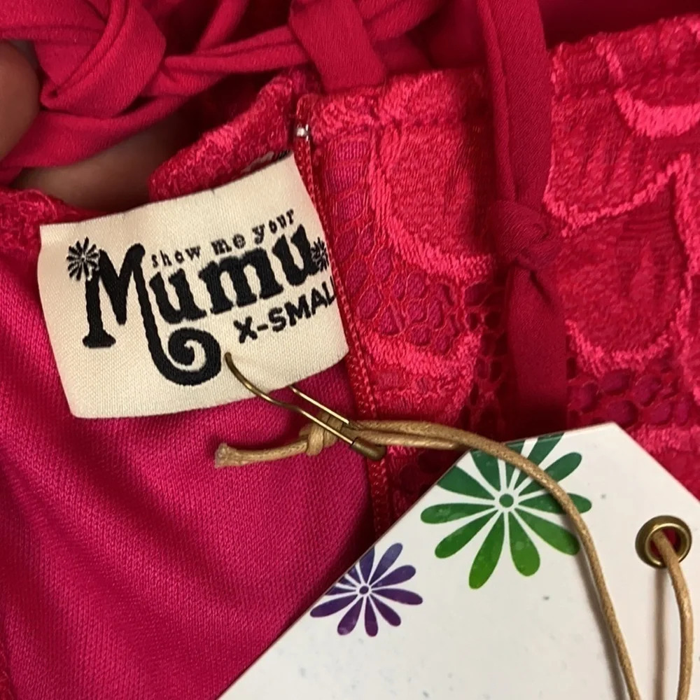 NWT Show Me Your Mumu Pink Lace Tie Back Dress Size XS - Picture 6 of 8